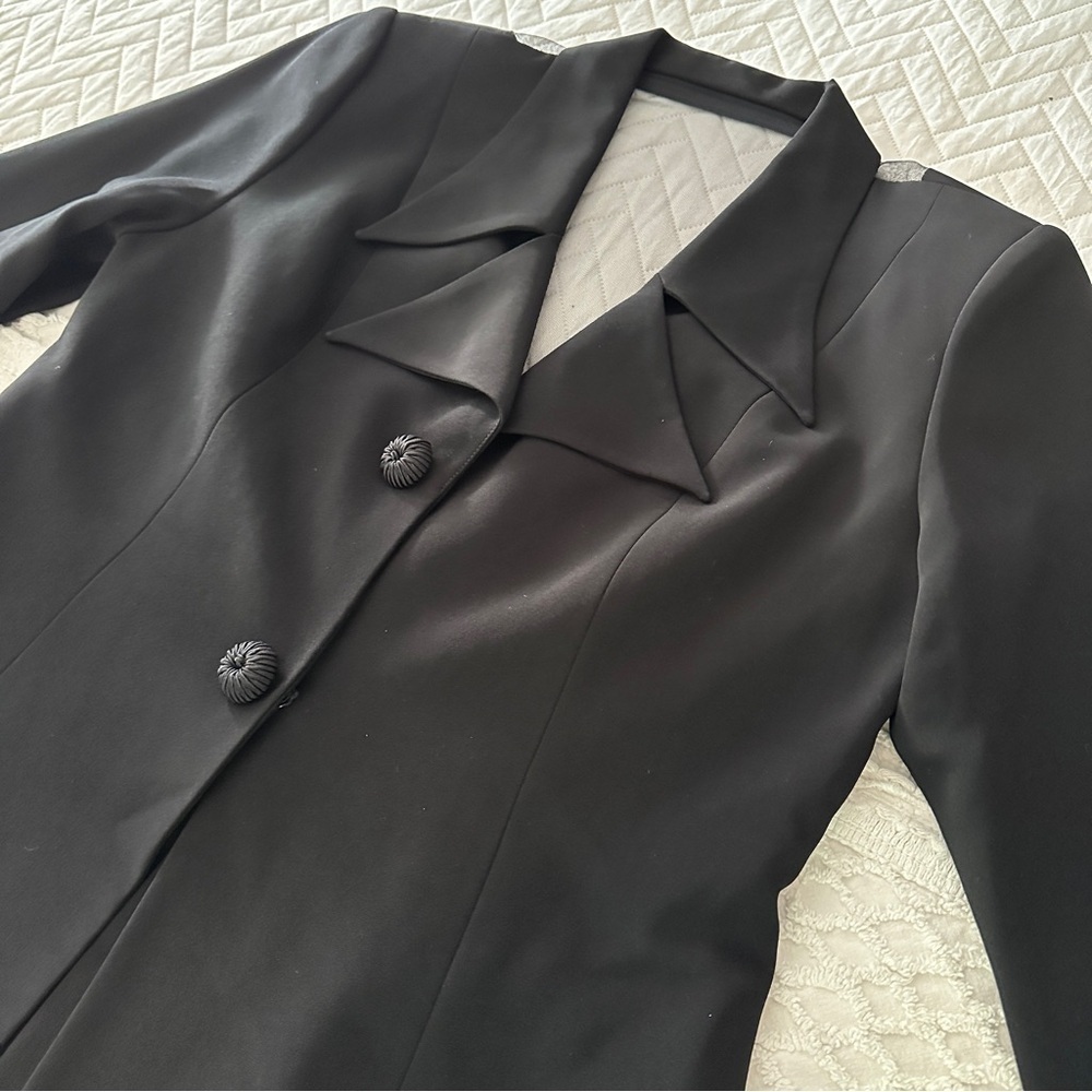 Anage Evenings Black Longline Blazer Jacket Formal Evening Coat Size 12 - Picture 9 of 16
